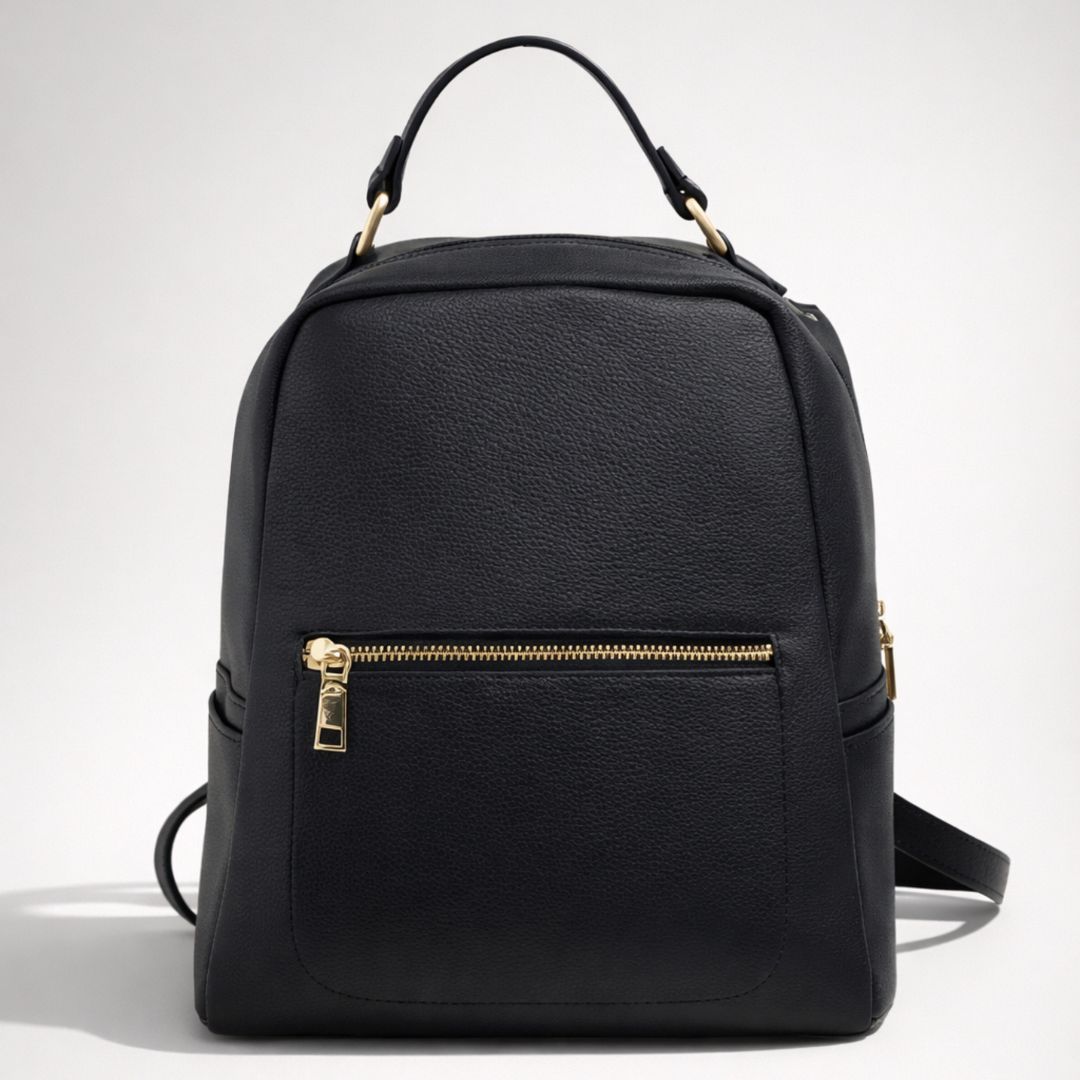 MERY BAG - Zaino Donna in Vera Pelle Nero Elegante con Zip – Design Minimal Chic