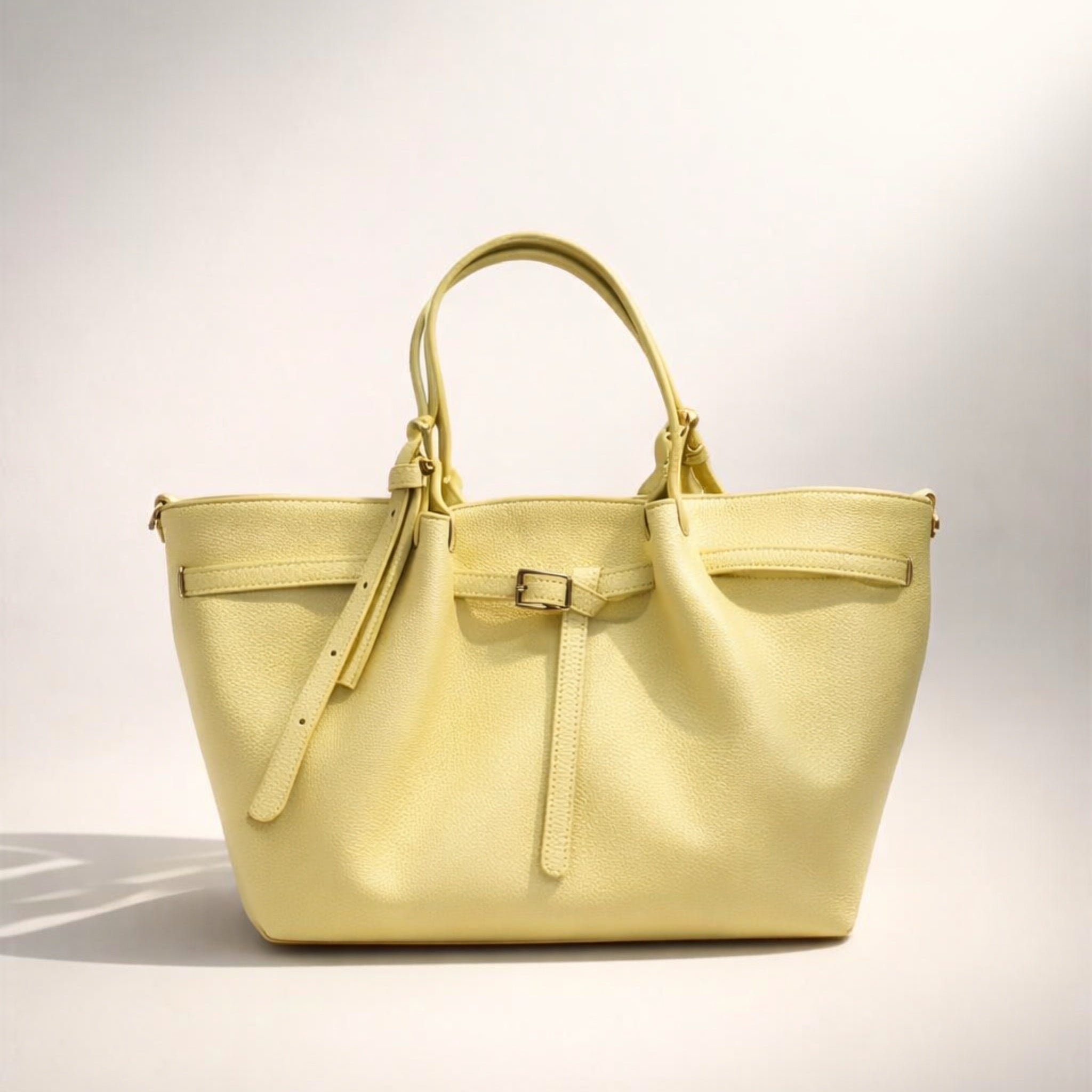 GAIA BAG LARGE – Borsa Grande in Vera Pelle Gialla Elegante e Capiente