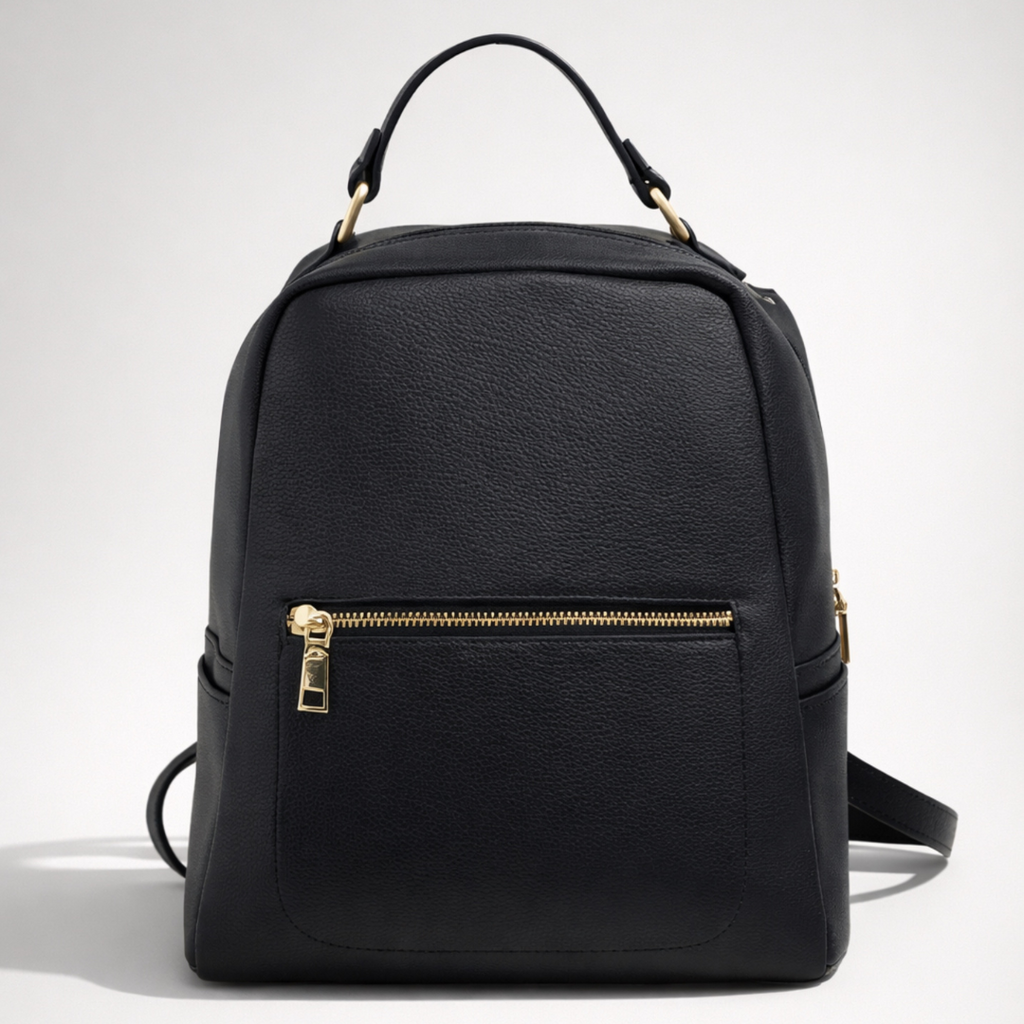 MERY NERA - Zaino Donna in Vera Pelle Nero Elegante con Zip – Design Minimal Chic