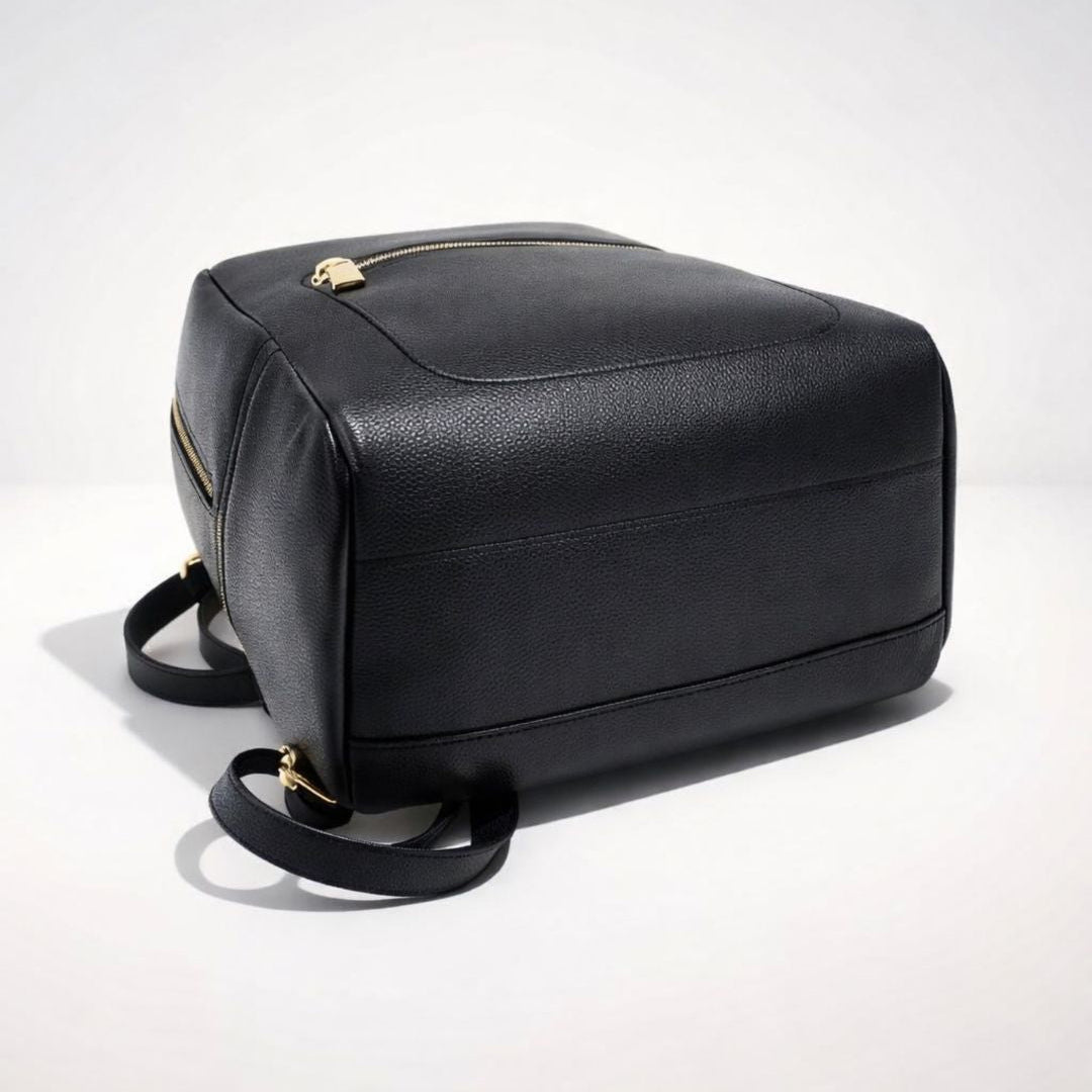 MERY NERA - Zaino Donna in Vera Pelle Nero Elegante con Zip – Design Minimal Chic