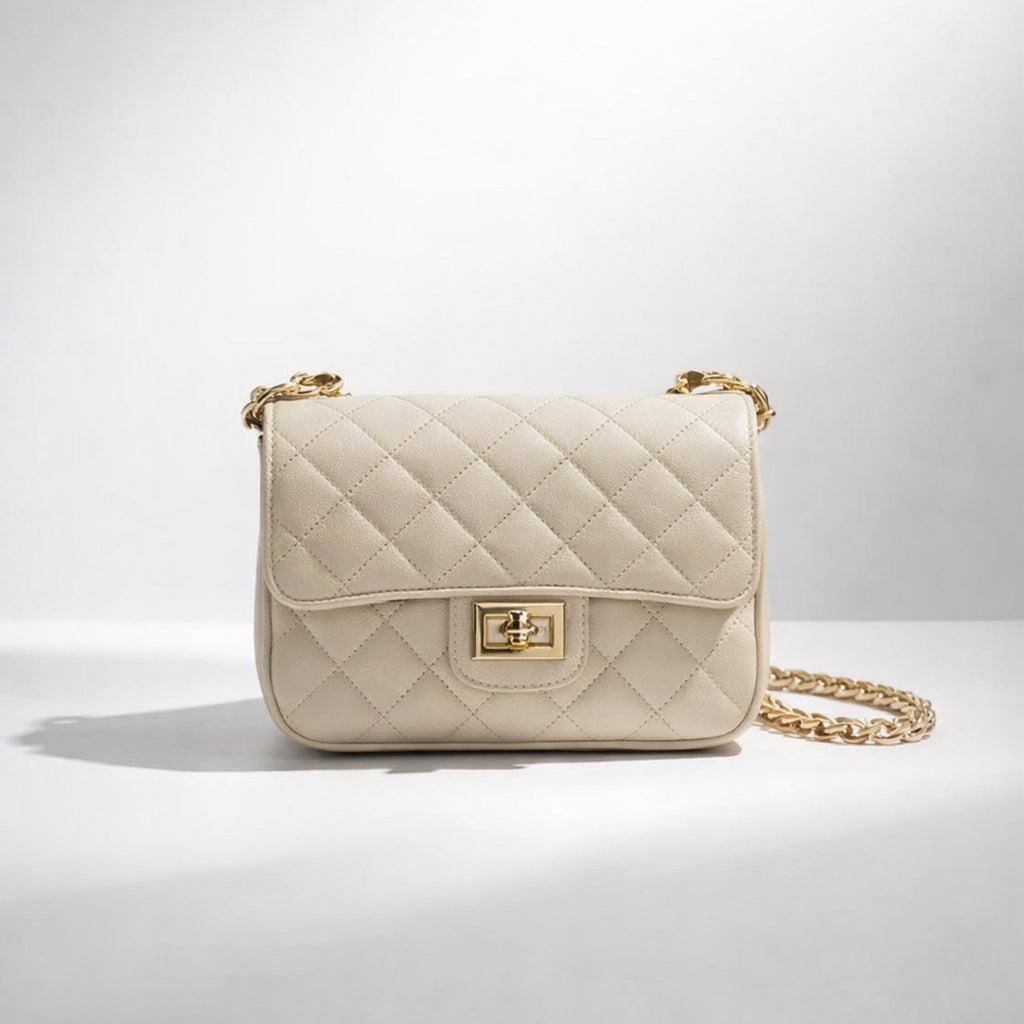 GIULIA BAG – Borsa a Tracolla in Vera Pelle Trapuntata con Catena Oro