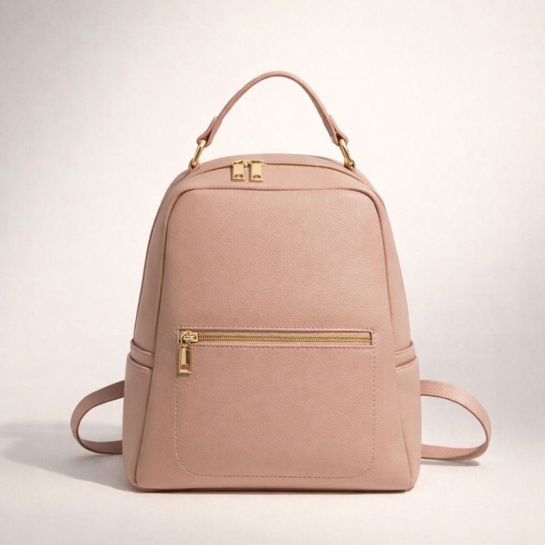 MERY ROSA- Zaino Donna in Vera Pelle Nero Elegante con Zip – Design Minimal Chic