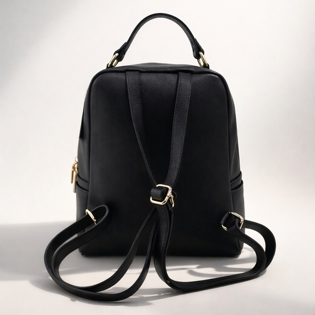 MERY NERA - Zaino Donna in Vera Pelle Nero Elegante con Zip – Design Minimal Chic