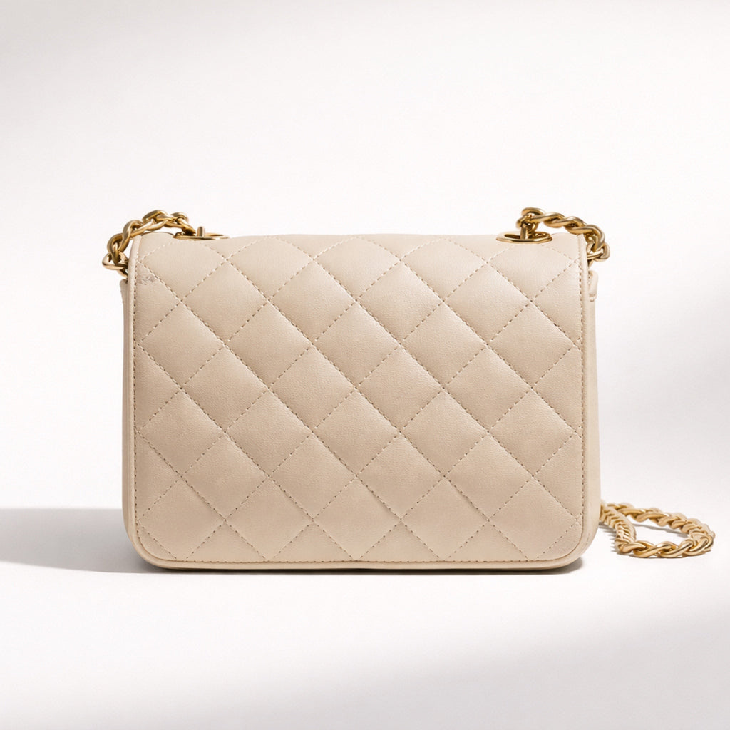 GIULIA BAG – Borsa a Tracolla in Vera Pelle Trapuntata con Catena Oro