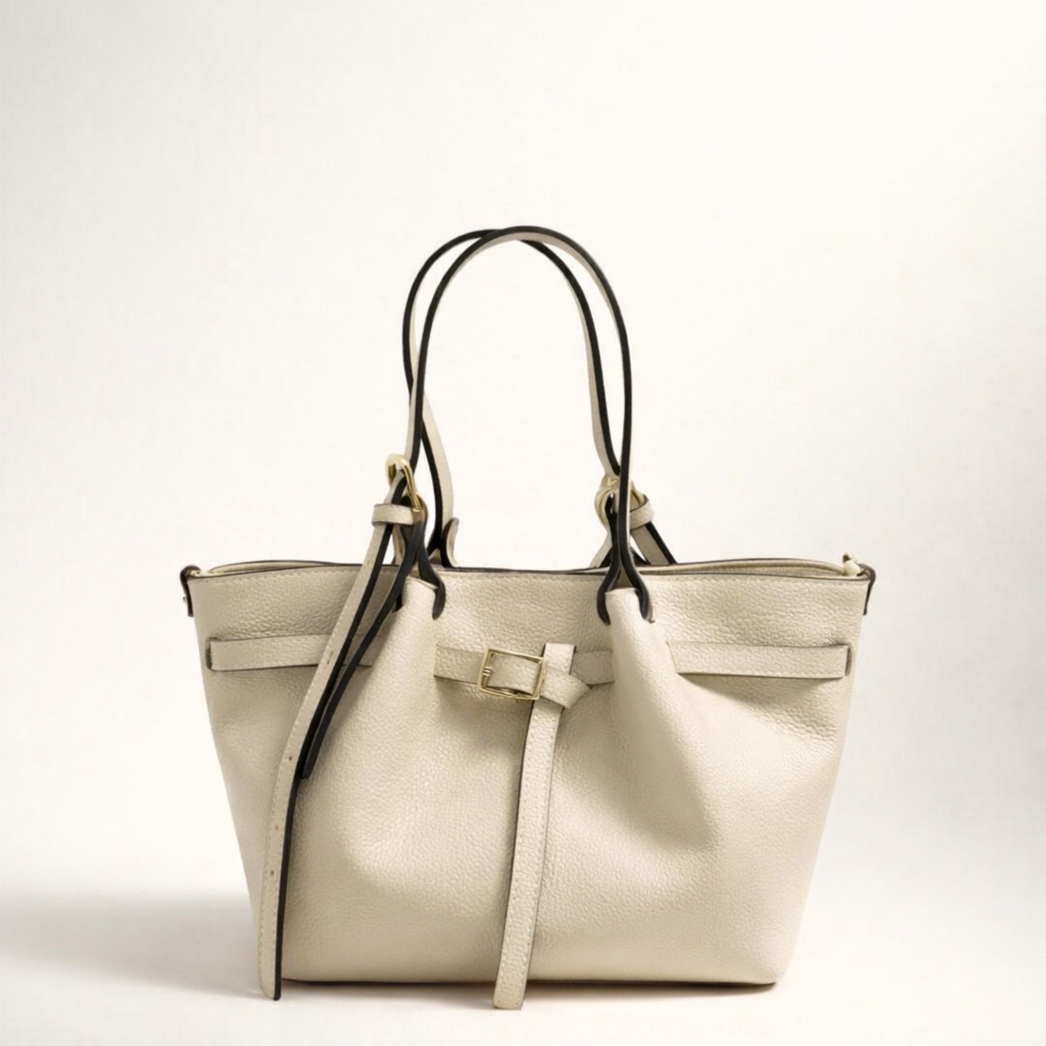 GAIA BAG SMALL AVORIO – Borsa in Vera Pelle Compatta ed Elegante