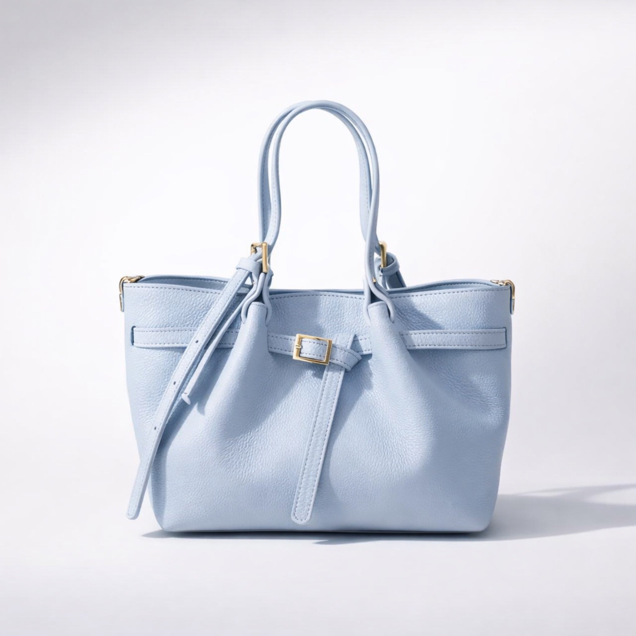 GAIA BAG SMALL CELESTE – Borsa in Vera Pelle Compatta ed Elegante