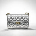 GIULIA BAG SILVER – Borsa a Tracolla in Vera Pelle Trapuntata con Catena Oro