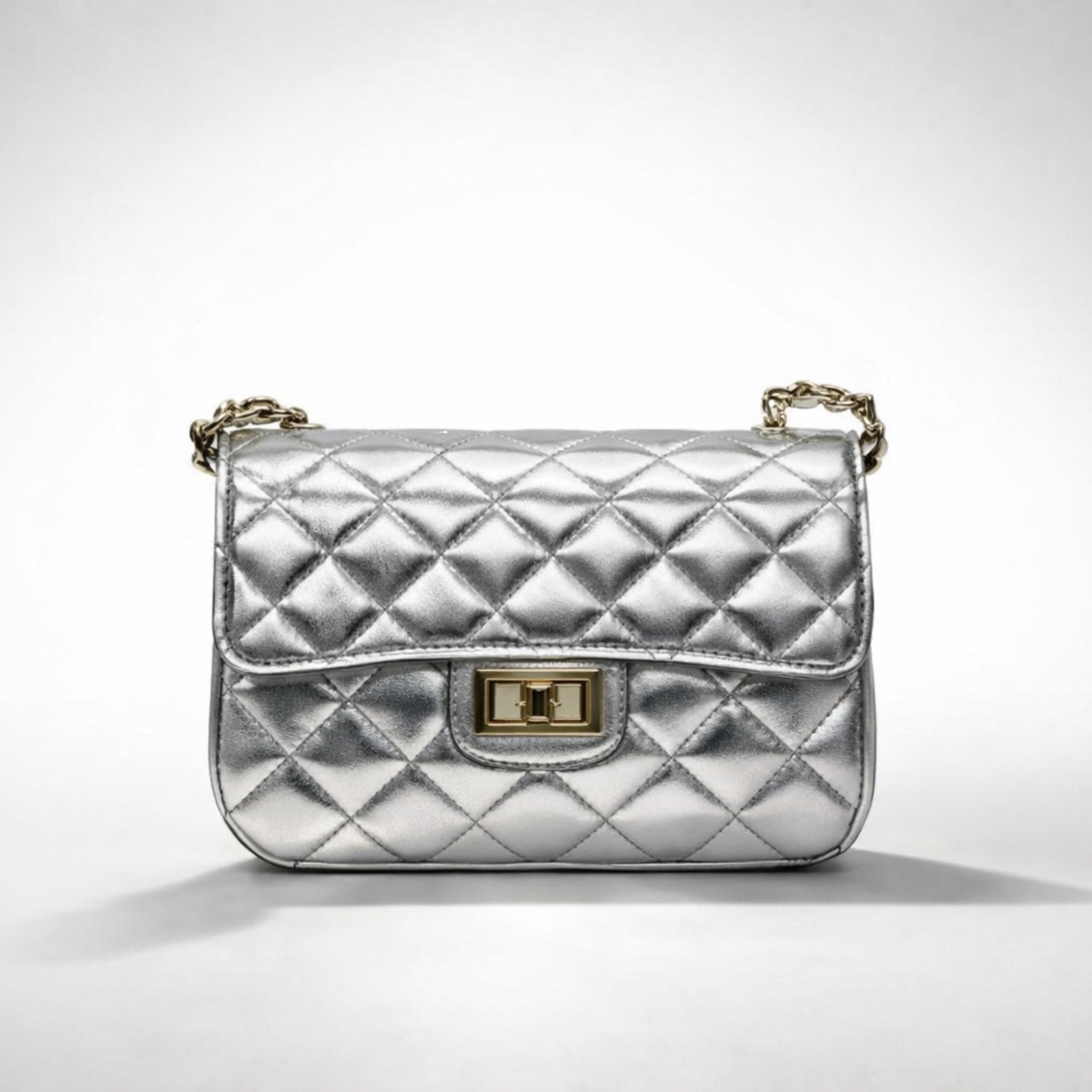 GIULIA BAG – Borsa a Tracolla in Vera Pelle Trapuntata con Catena Oro