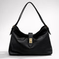 SIMONA BAG  NERO – Borsa a Spalla in Vera Pelle Elegante con Chiusura Gioiello