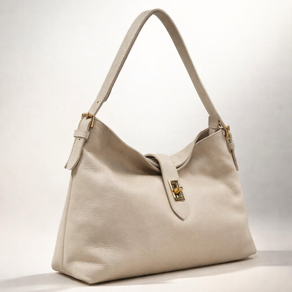 Simona  – Borsa a Spalla in Vera Pelle Elegante con Chiusura Gioiello