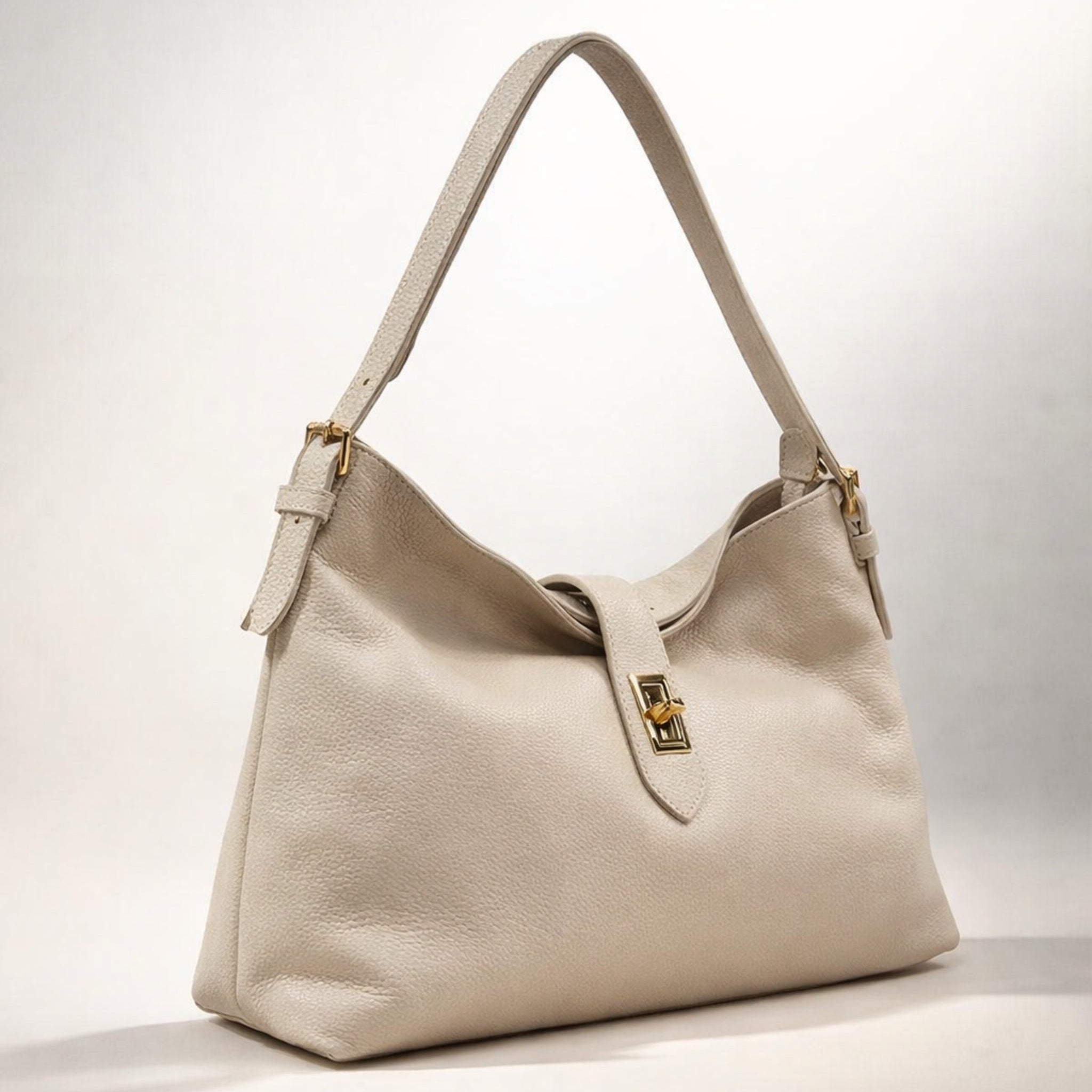 Simona  – Borsa a Spalla in Vera Pelle Elegante con Chiusura Gioiello