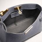 SERENA BAG – Borsa a Mano in Vera Pelle Beige Elegante con Dettagli Oro
