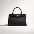 SERENA BAG – Borsa a Mano in Vera Pelle Beige Elegante con Dettagli Oro