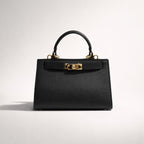 SERENA BAG – Borsa a Mano in Vera Pelle Beige Elegante con Dettagli Oro
