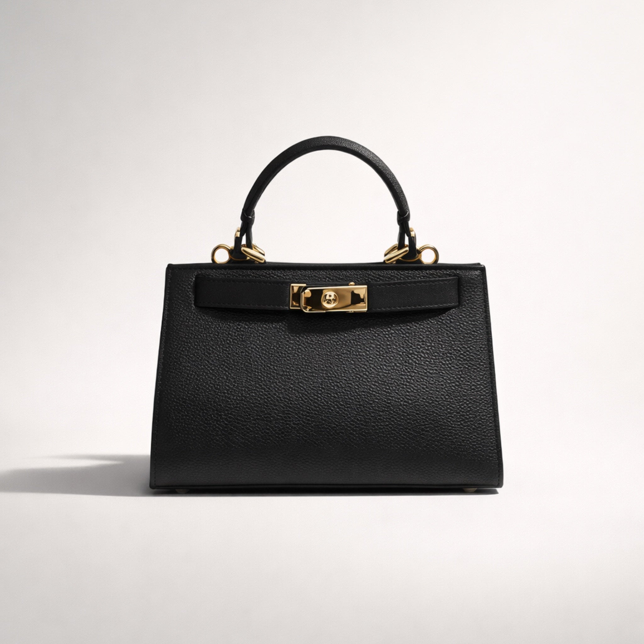 SERENA BAG – Borsa a Mano in Vera Pelle Beige Elegante con Dettagli Oro
