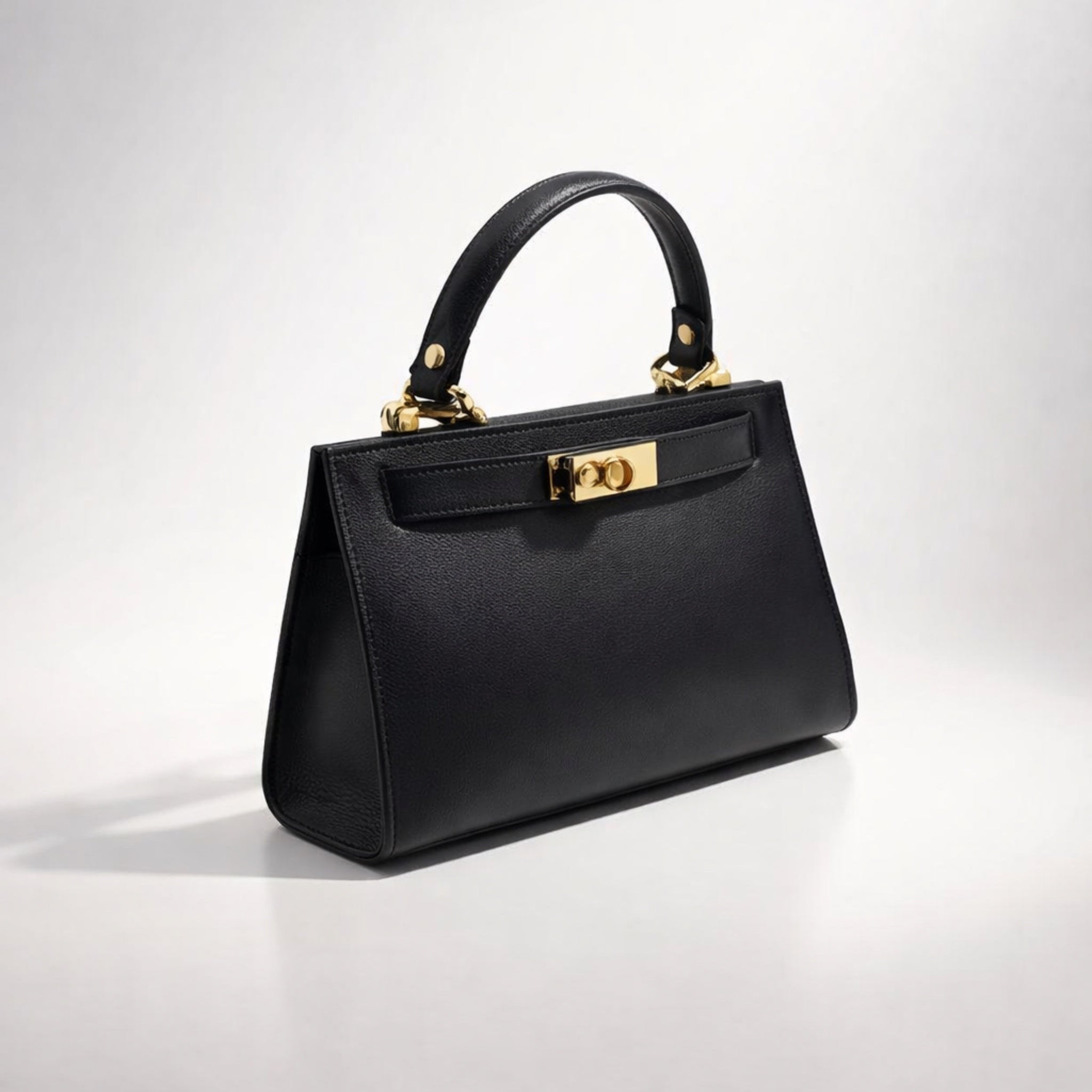 SERENA BAG – Borsa a Mano in Vera Pelle Beige Elegante con Dettagli Oro