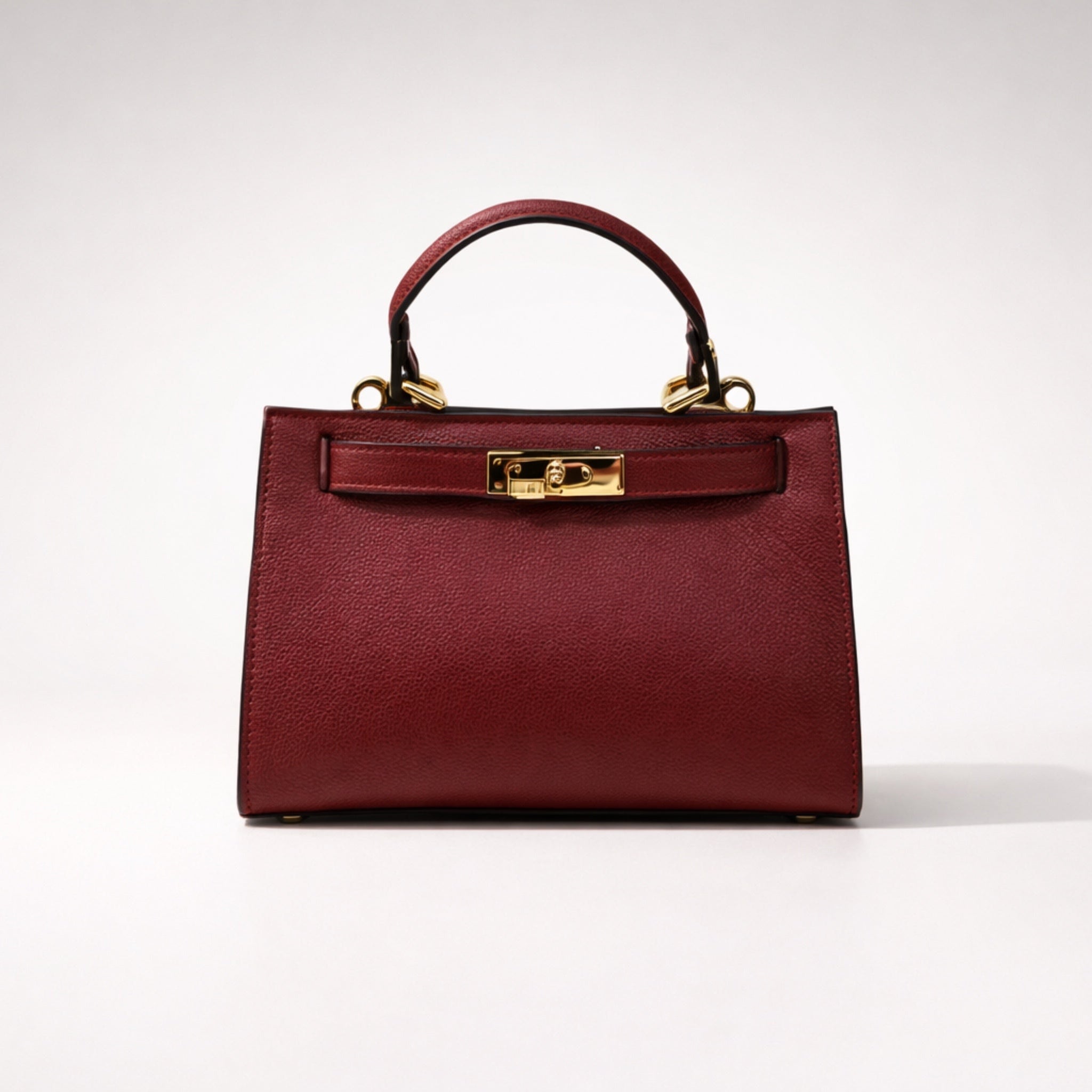 SERENA BAG – Borsa a Mano in Vera Pelle Beige Elegante con Dettagli Oro