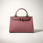 SERENA BAG – Borsa a Mano in Vera Pelle Beige Elegante con Dettagli Oro