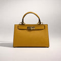 SERENA BAG SENAPE – Borsa a Mano in Vera Pelle Beige Elegante con Dettagli Oro