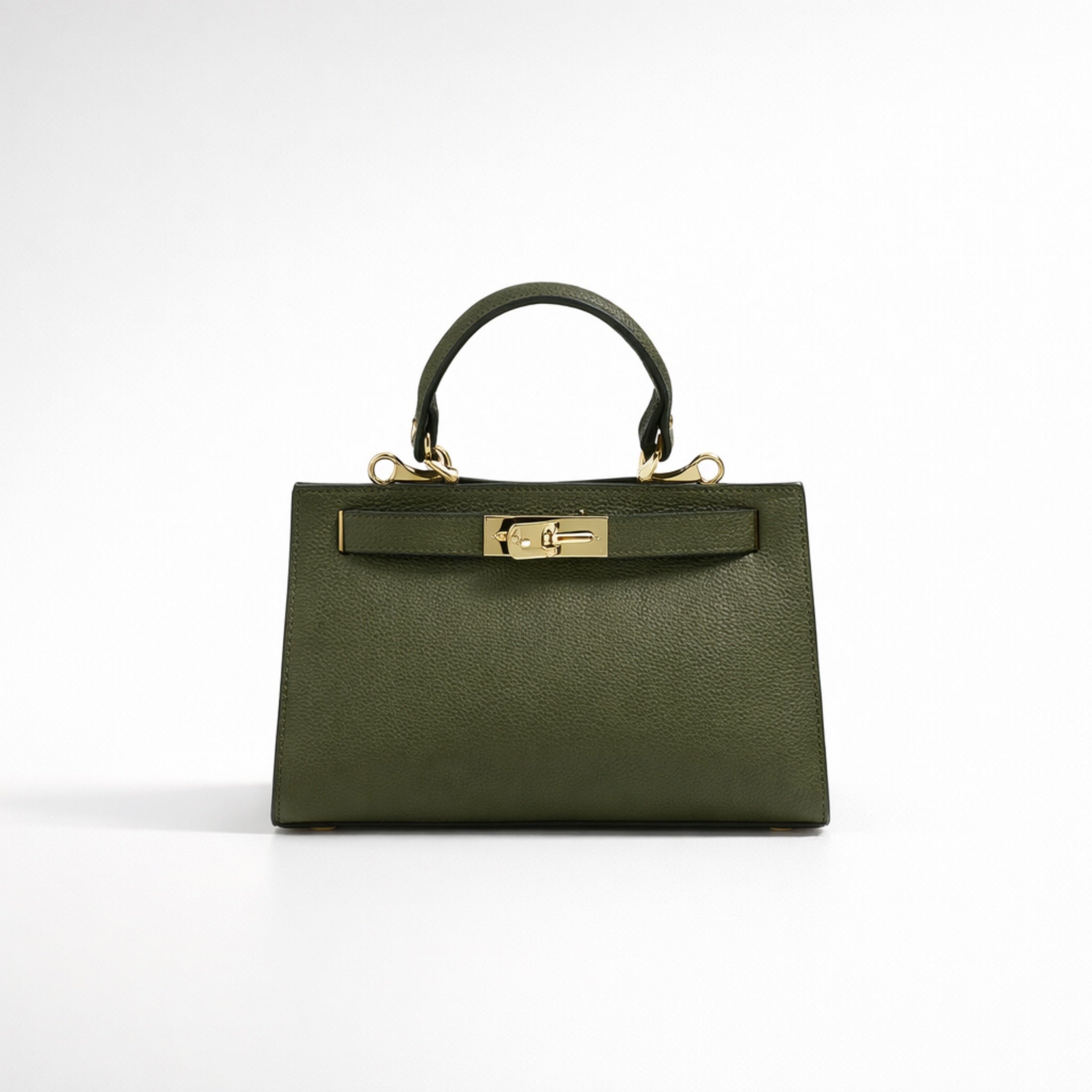 SERENA BAG – Borsa a Mano in Vera Pelle Beige Elegante con Dettagli Oro