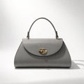 ROBERTA BAG GRIGIO – Borsa a Mano in Vera Pelle Elegante con Chiusura Oro