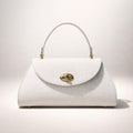 ROBERTA BAG BIANCA  – Borsa a Mano in Vera Pelle Elegante con Chiusura Oro