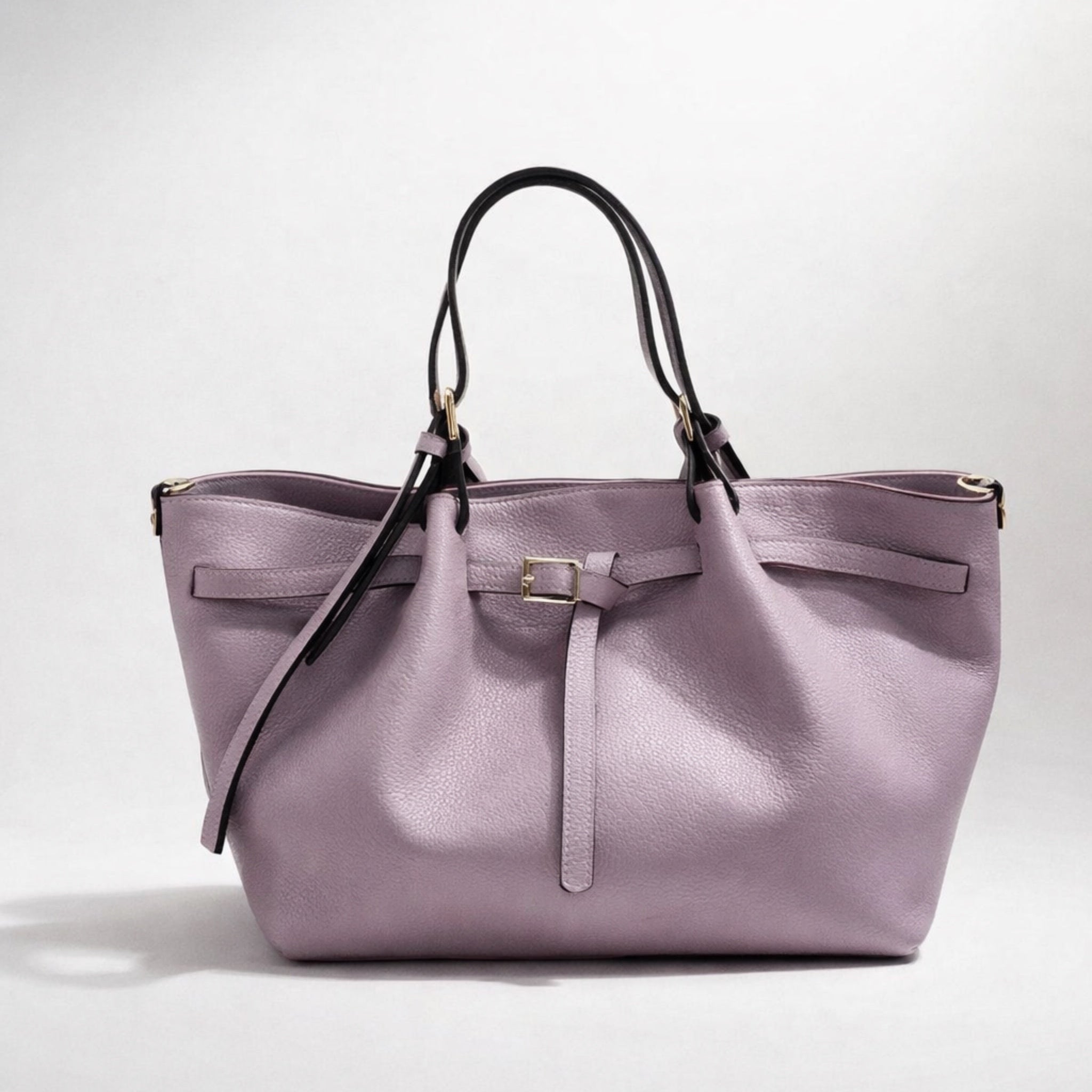 GAIA BAG LARGE  LILLA – Borsa Grande in Vera Pelle Gialla Elegante e Capiente
