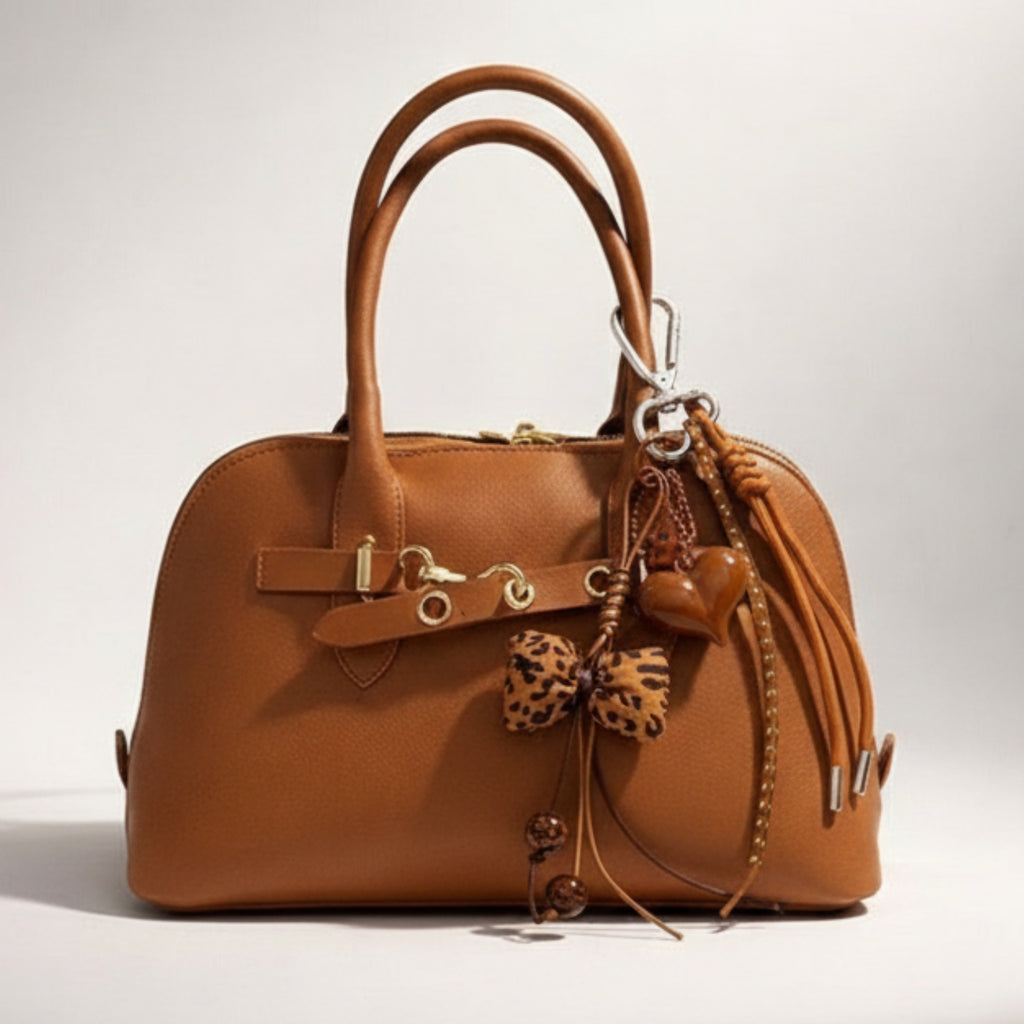 CHARMS BORSA ANIMALIER CON CUORE E FIOCCO – Portachiavi Donna Trendy e Elegante