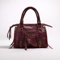 CLAUDIA BAG PICCOLA BORDOUX – Borsa in Vera Pelle Vintage con Borchie e Dettagli Oro